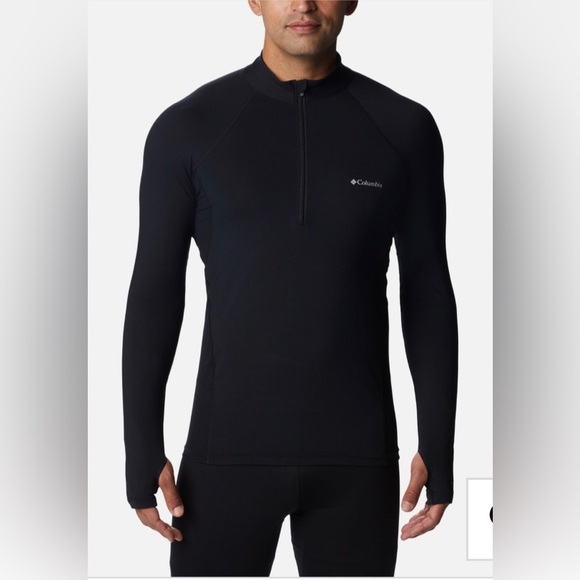 COLUMBIA MEN’S ONMI-HEAT MIDWEIGHT BASELAYER HALF-ZIP BLACK NEW S - Picture 1 of 10